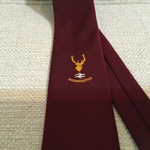 Maroon Inverness Kyle Railway Tie Emblem Deer 100% Polyester Club‎ Ties Scotland